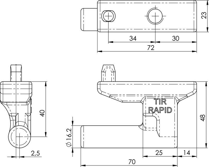 Scharnierbolzen Rapid TIR mit Sperrzapfen