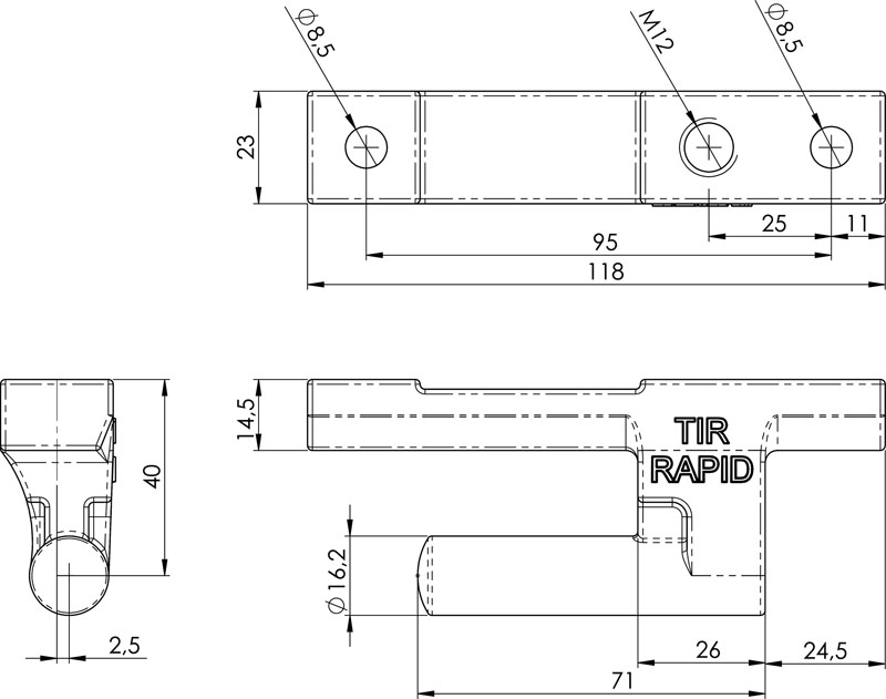 Scharnierbolzen Rapid TIR mit M12